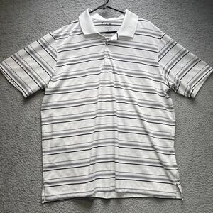 Adidas Golf Shirt Mens XL Striped Pure Motion Athletic Polo Short Sleeve